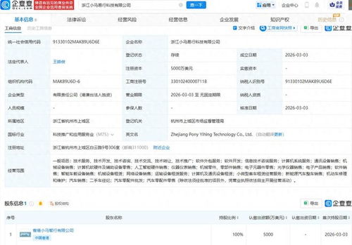 小馬智行浙江布局新篇章 易行科技成立，注冊(cè)資本5000萬(wàn)美元進(jìn)軍計(jì)算機(jī)軟硬件零售市場(chǎng)